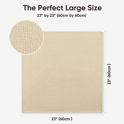 Close up details of the premium breathable open weave cotton muslin fabric