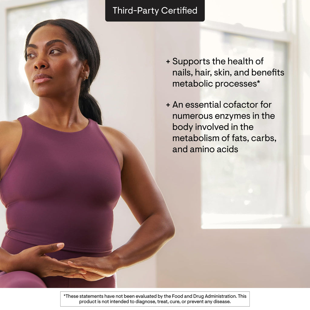 Thorne biotin 60 capsules packaging detail emphasizing gluten and soy free formula