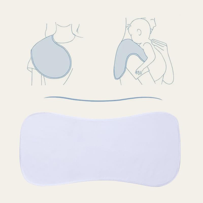 Folded pile of 8 white unisex baby burp cloths