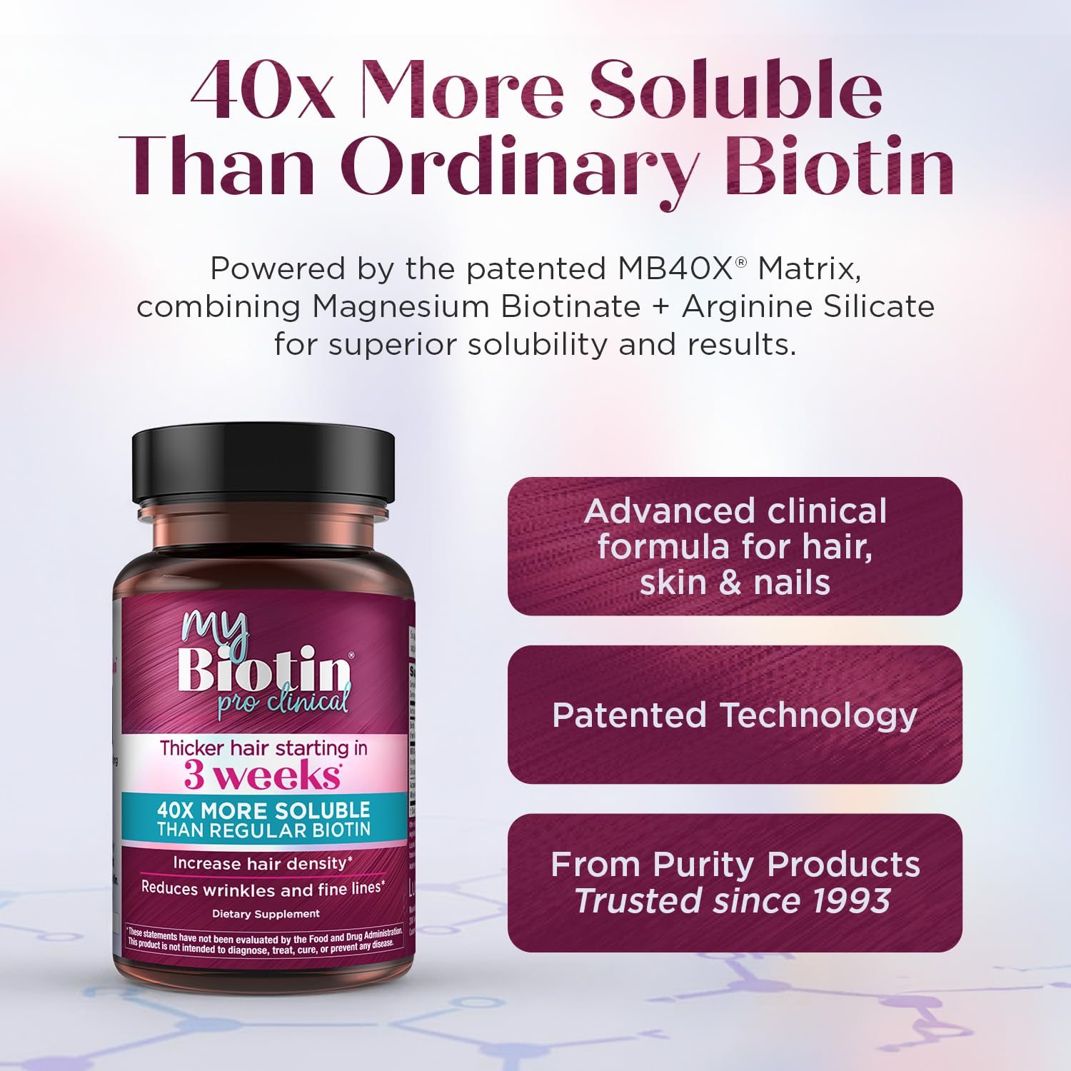 Purity Products MyBiotin 30 vegetarian capsules premium packaging details