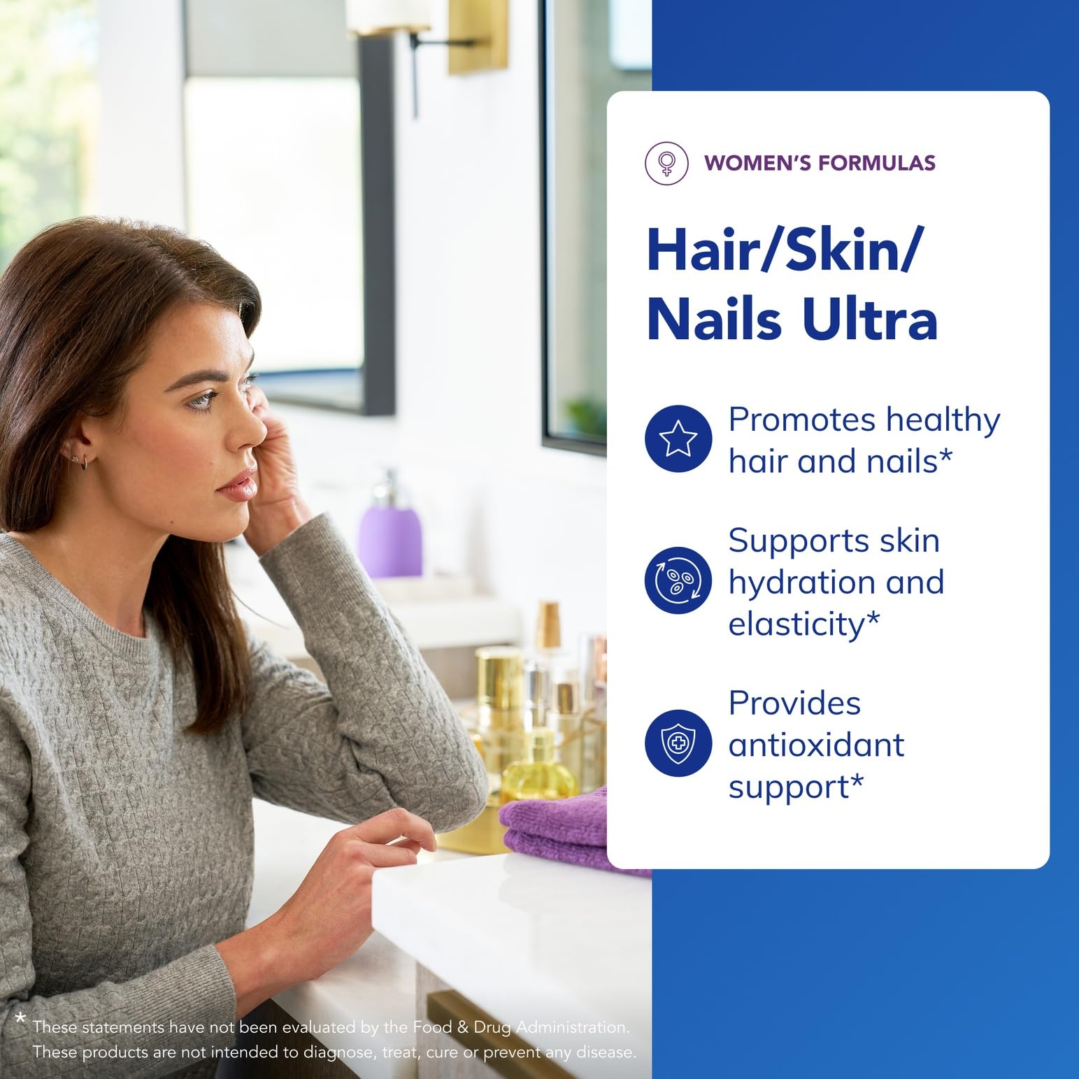 Nutritional facts label on the back of Pure Encapsulations hair skin and nails dietary supplement