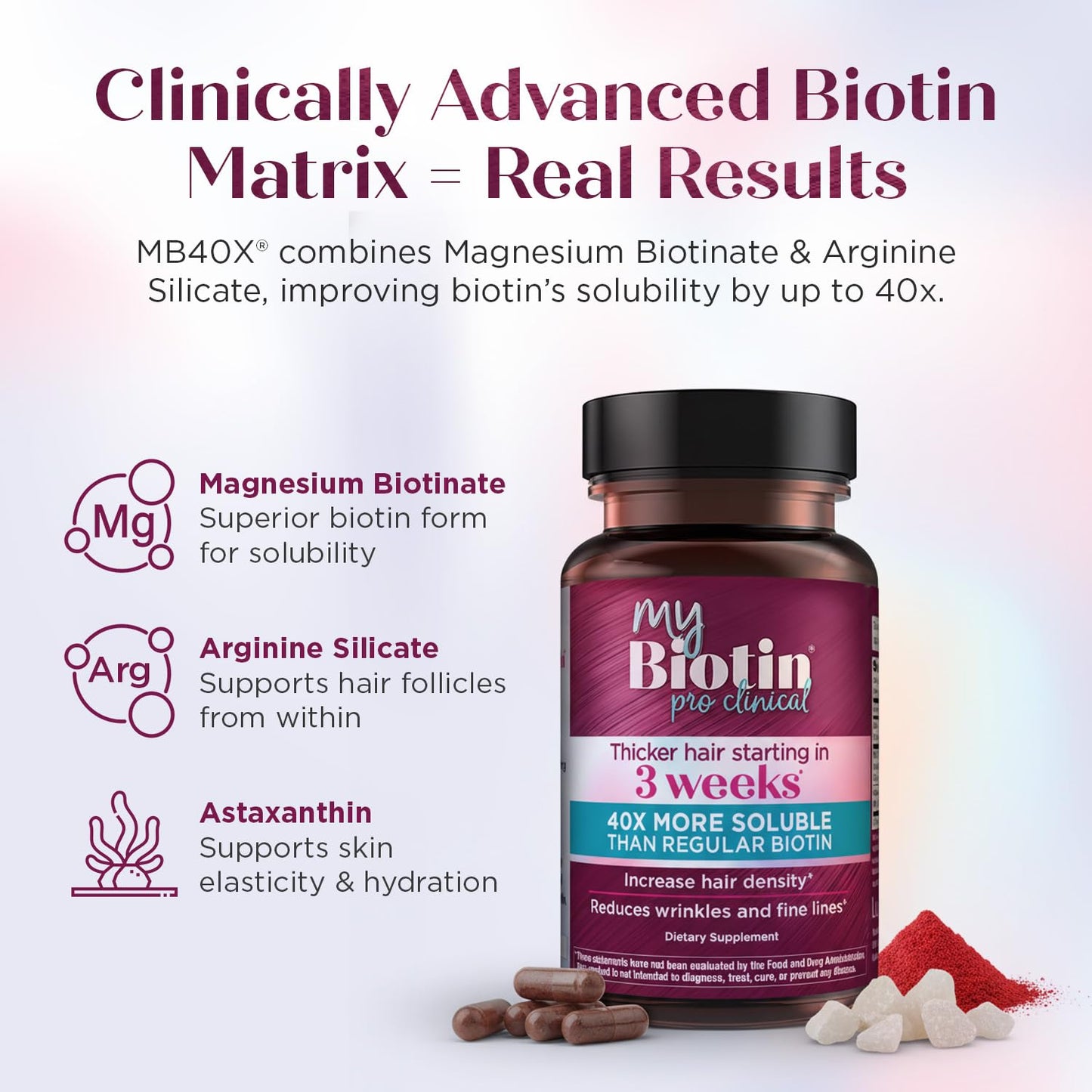 Purity Products MyBiotin hair thickness and skin booster product view