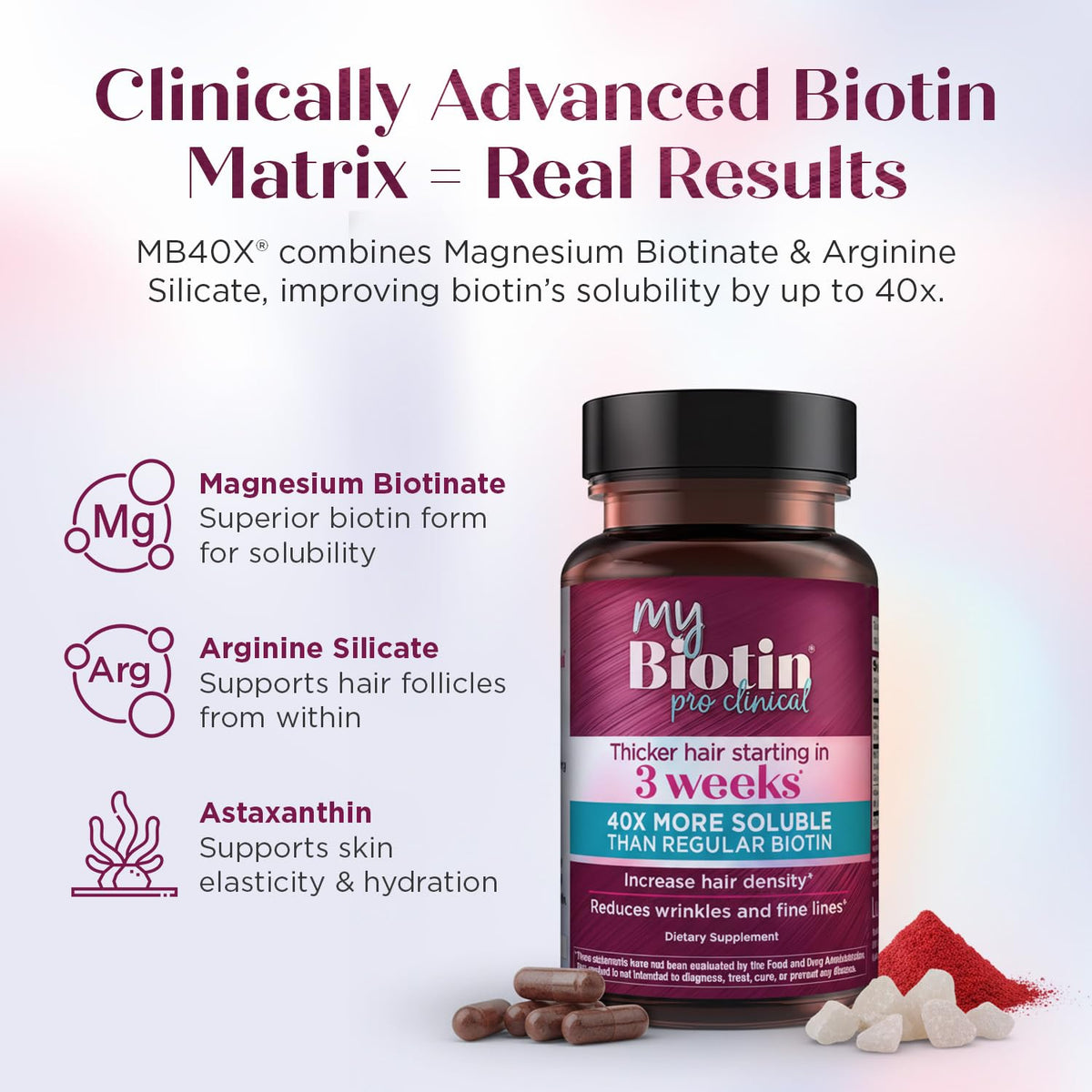 Purity Products MyBiotin hair thickness and skin booster product view