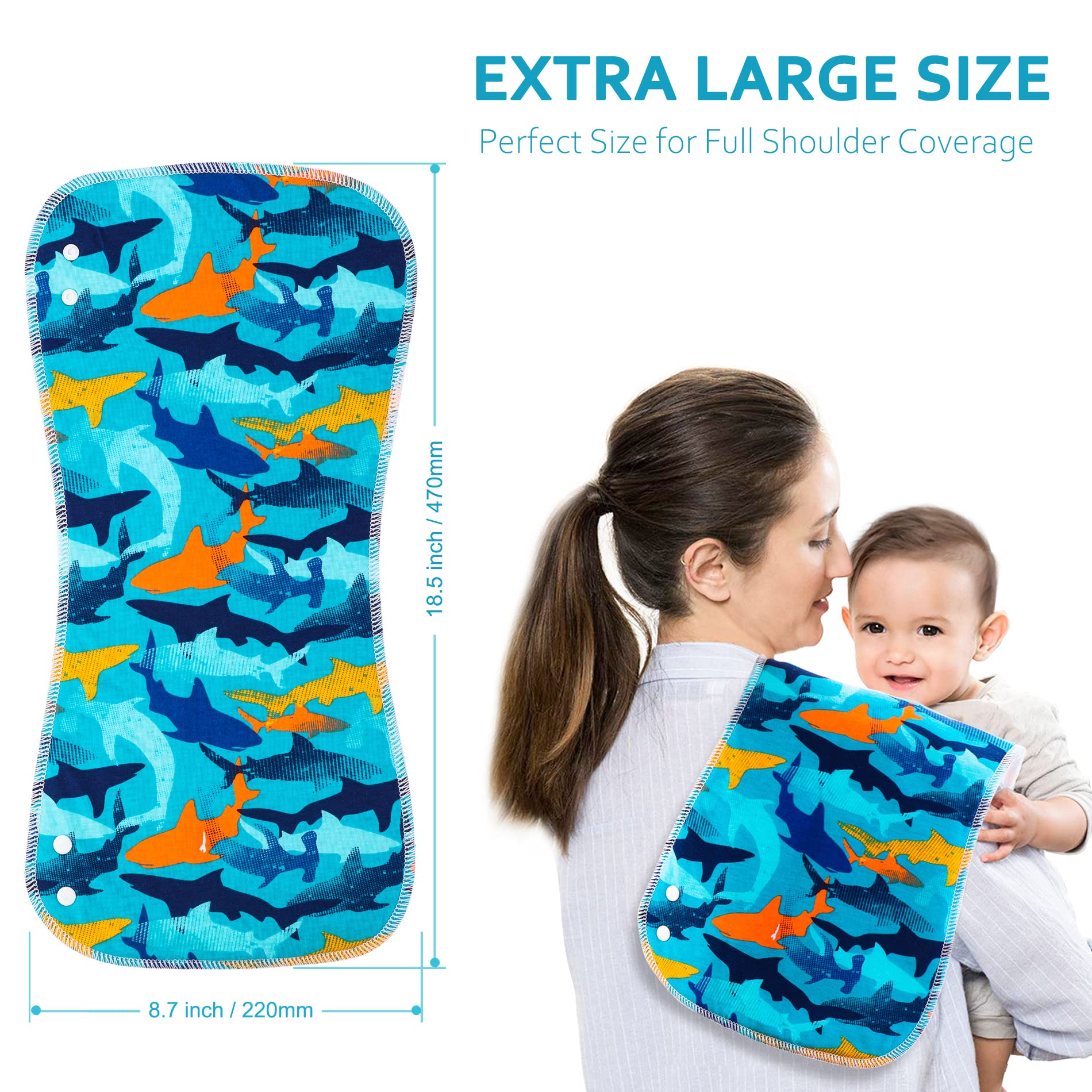 Benoxine cotton burp cloth showing 3-layer thickness