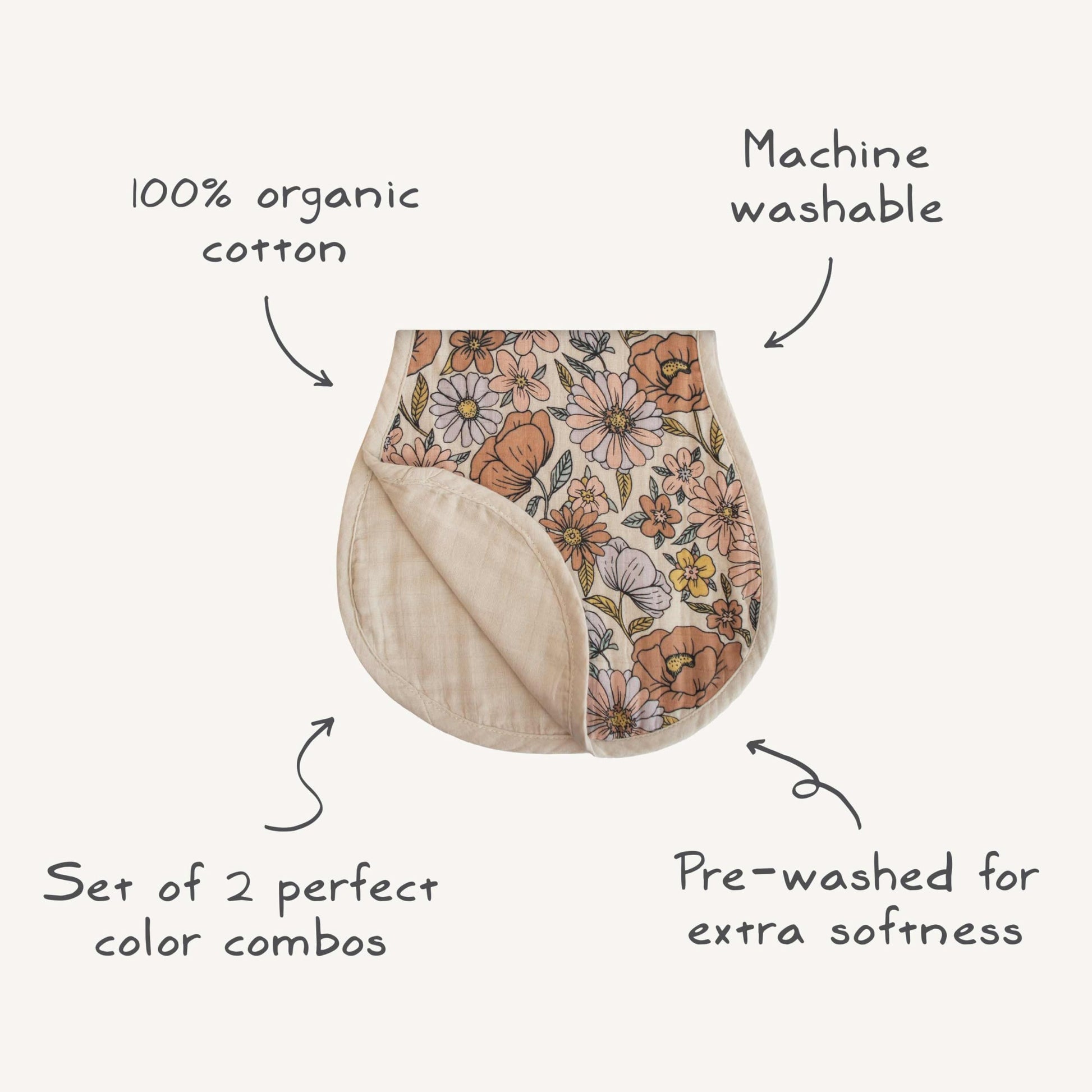 Soft organic cotton burp cloth for baby feeding essentials