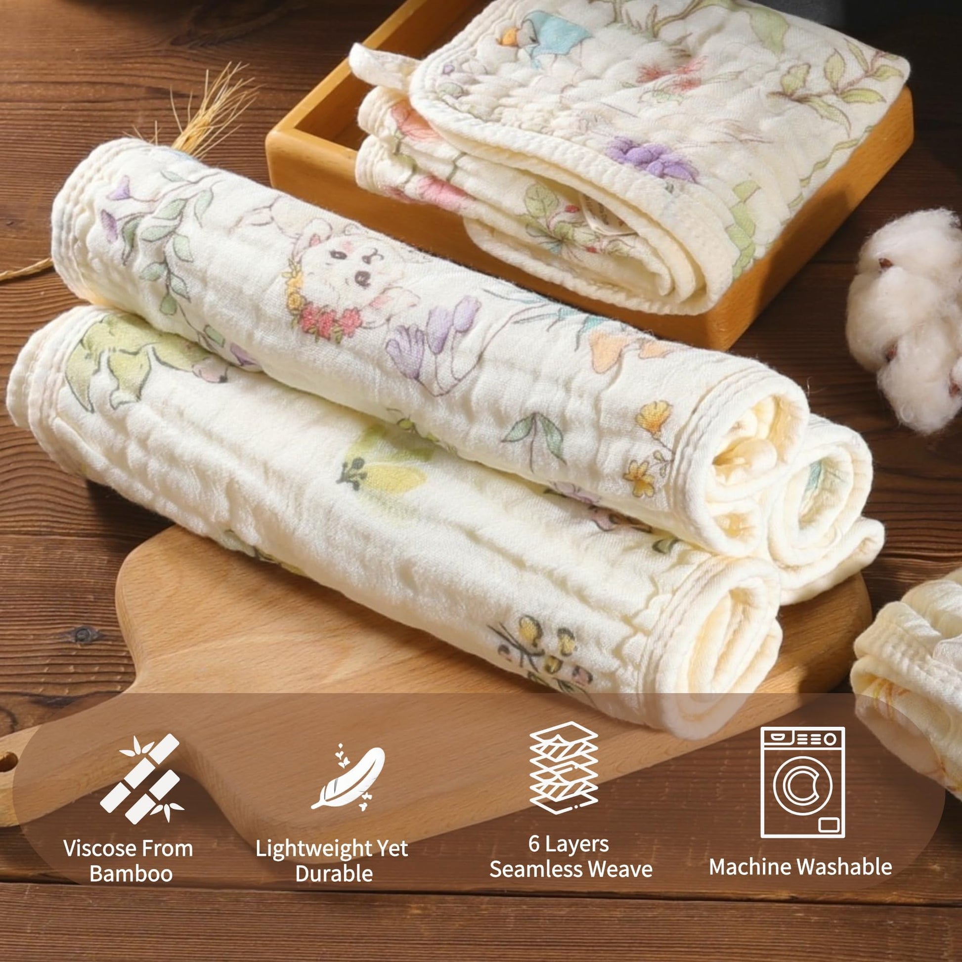 Unisex design absorbent baby burp cloths unfolded dimension view