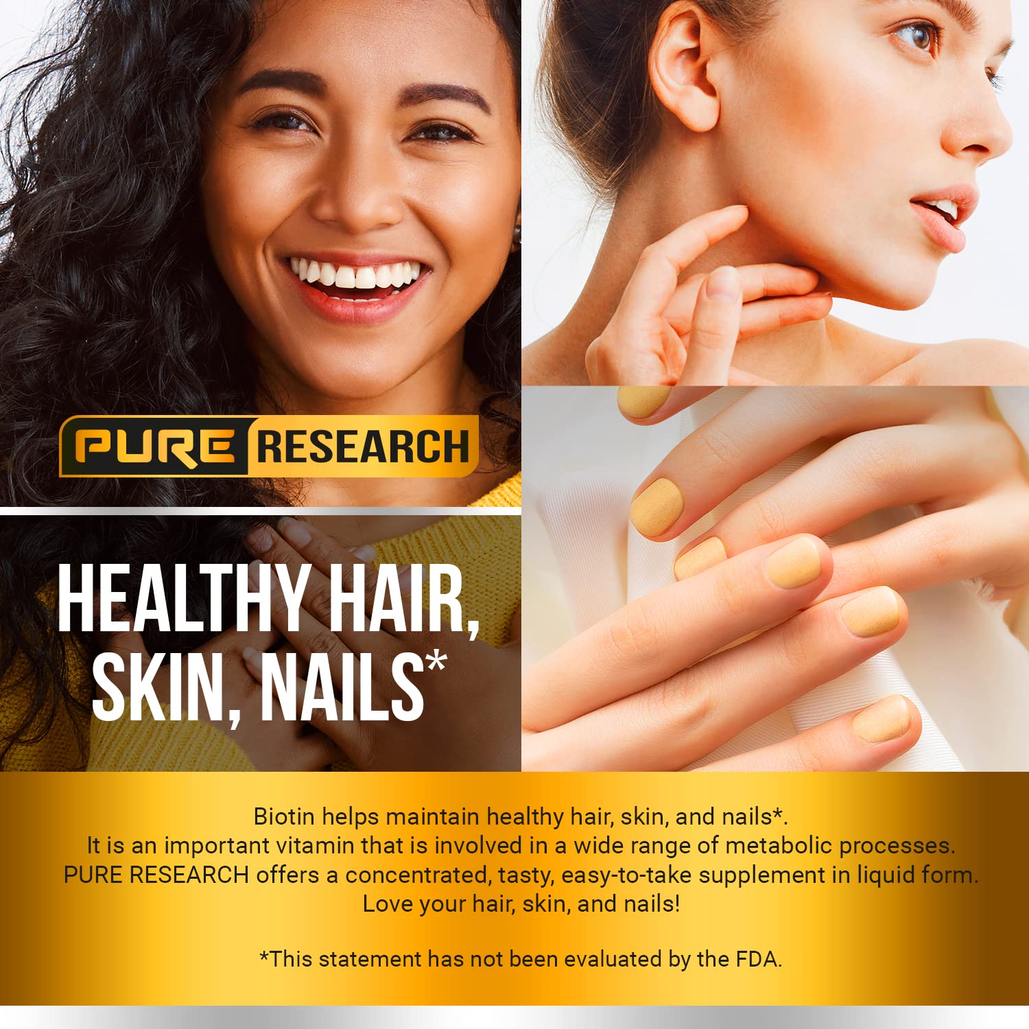 Pure Research sublingual liquid biotin drops packaging back view