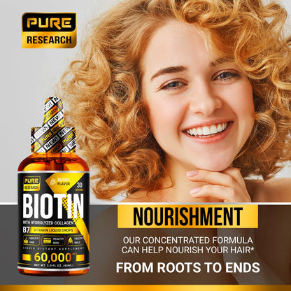 Pure Research authentic imported biotin and collagen liquid formula seal