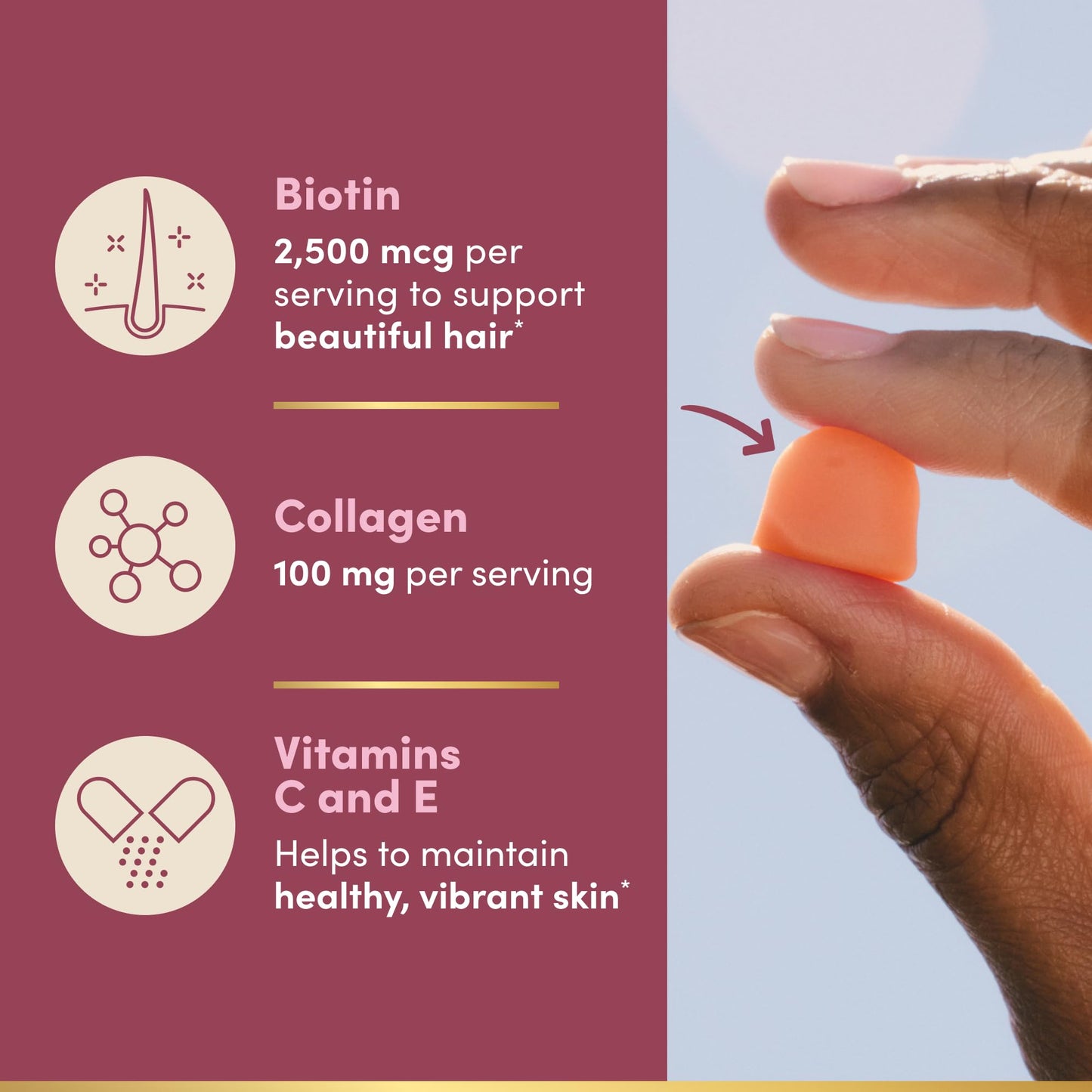 Authentic Nature's Bounty beauty gummies imported USA packaging details