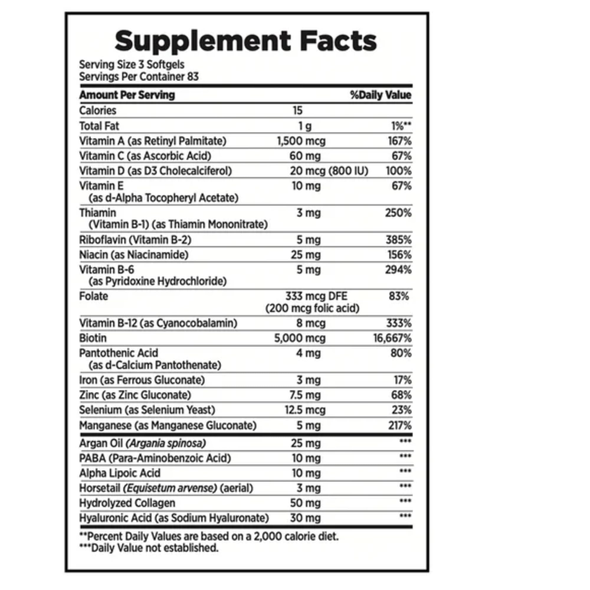 Nature's Bounty Optimal Solutions liquid softgels label ingredients side closeup
