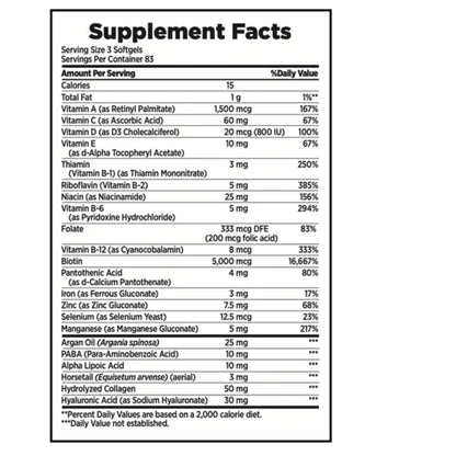 Nature's Bounty Optimal Solutions liquid softgels label ingredients side closeup