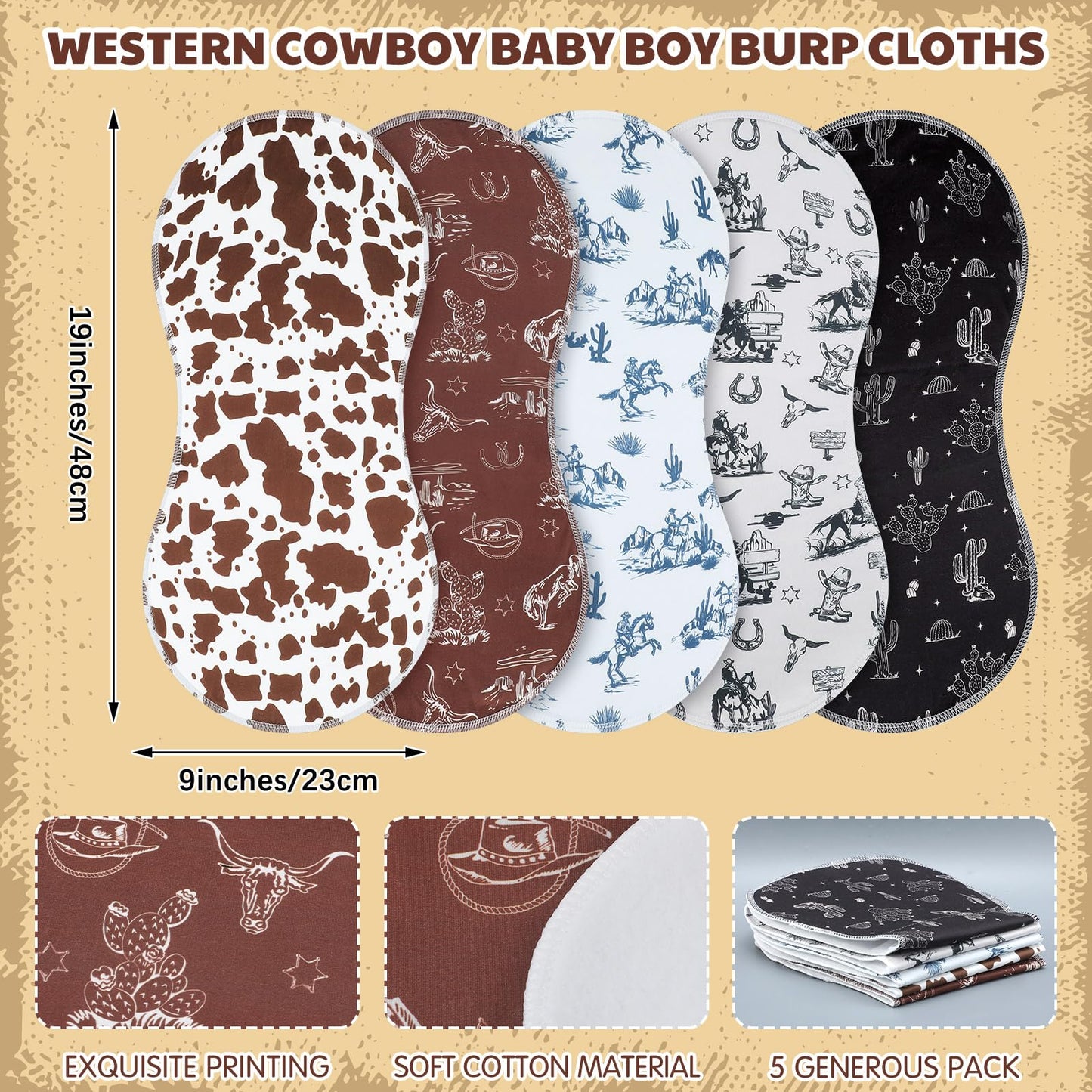 Close up view of the ultra soft cotton backing texture on the premium imported infant feeding rags