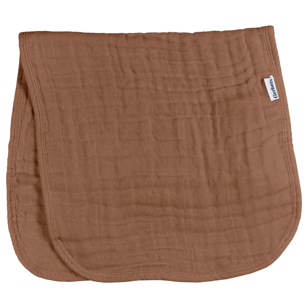 Six pack of neutral earthy tone baby burp cloths