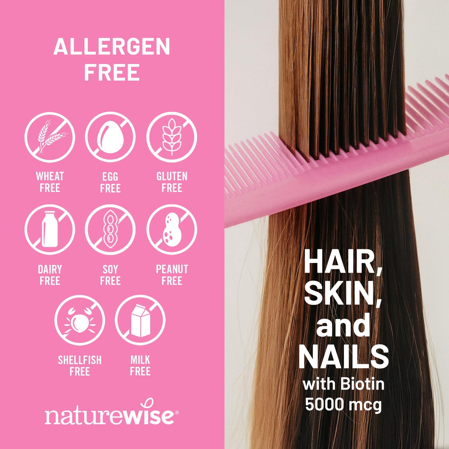 NatureWise non-GMO gluten free hair health softgels close up view