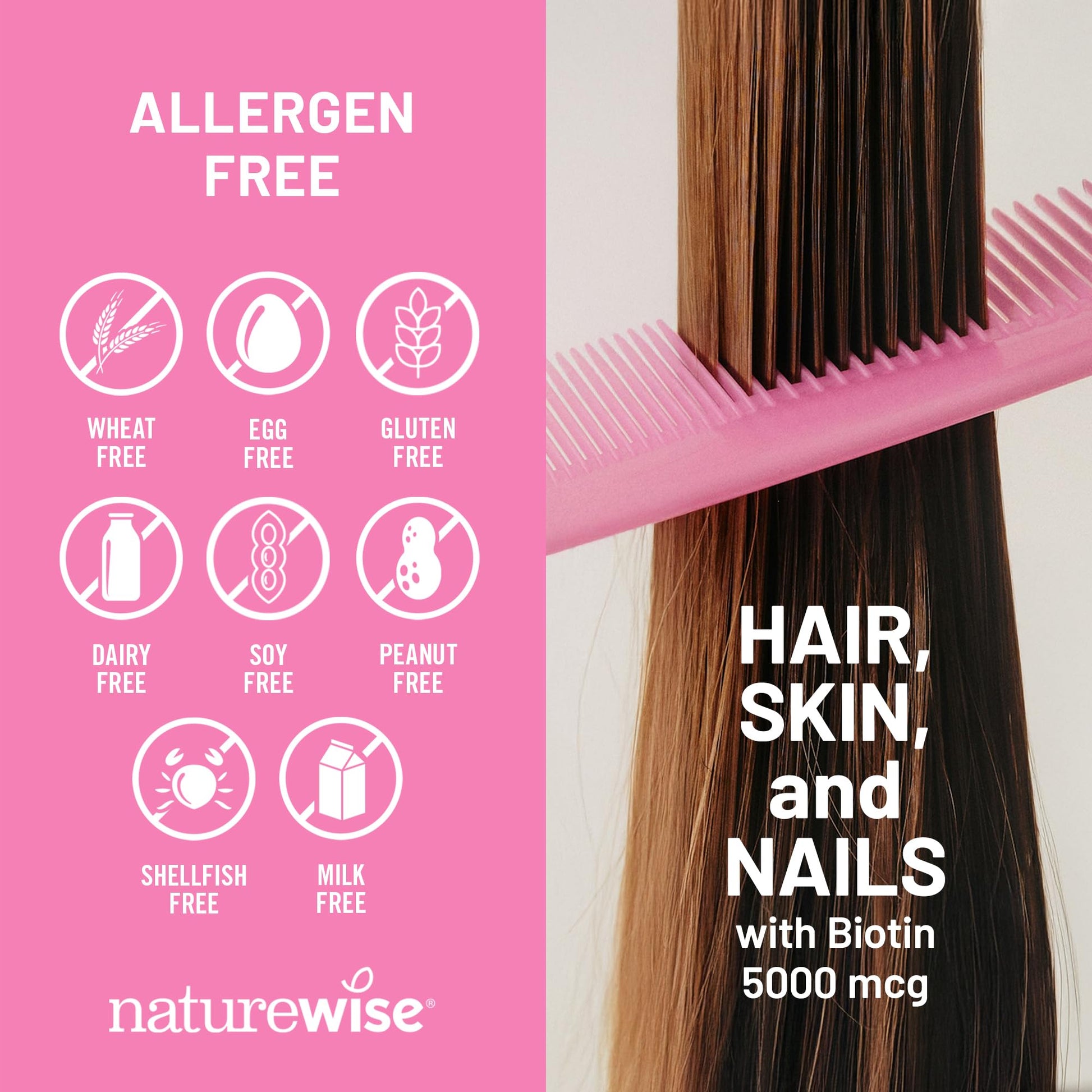 NatureWise non-GMO gluten free hair health softgels close up view