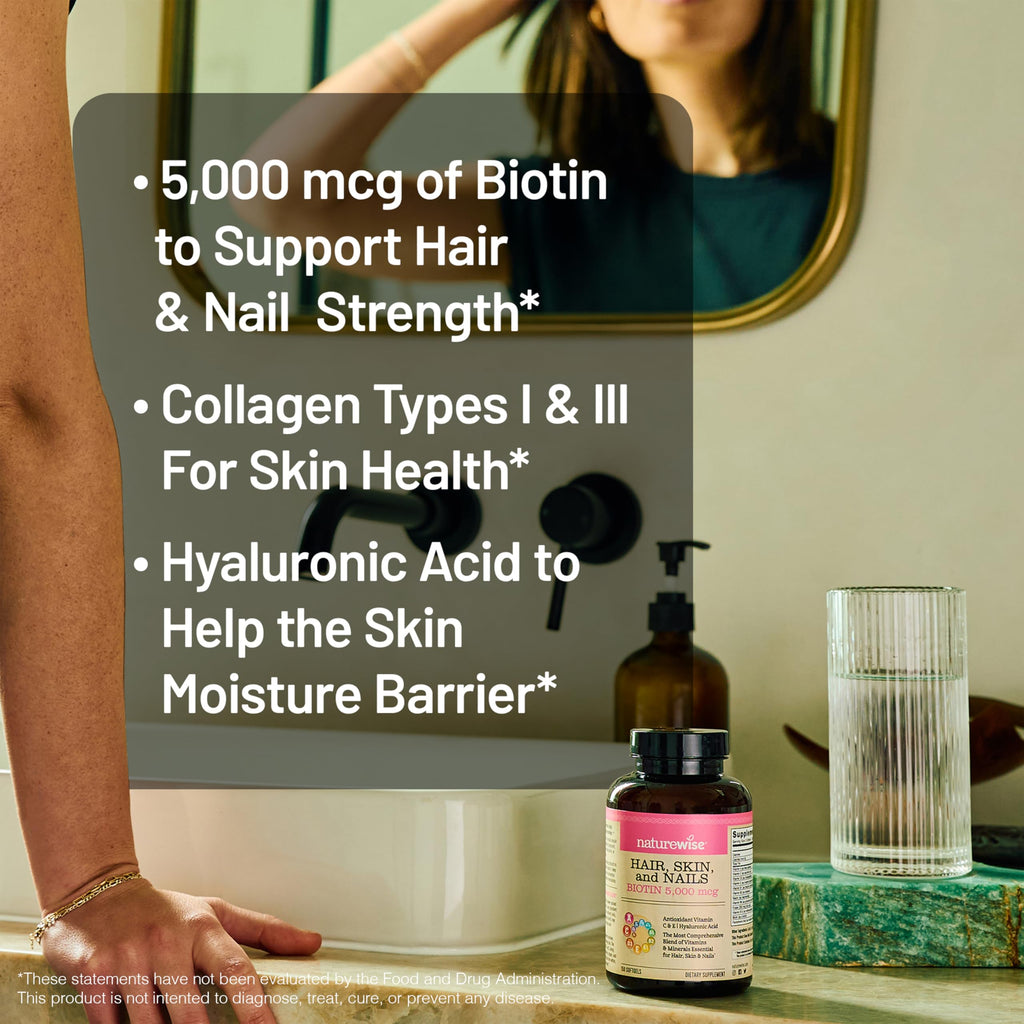 NatureWise hair growth and skin elasticity supplement 150 count pack