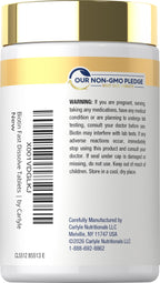 Carlyle fast dissolve biotin natural berry flavor dietary restrictions information label