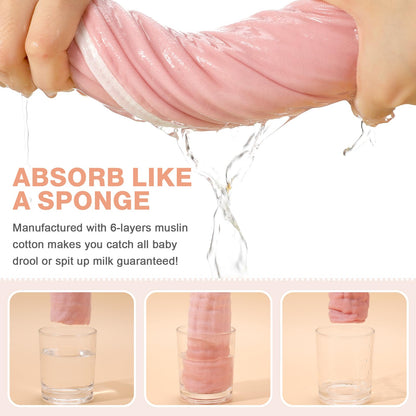 Absorbent newborn spit up rags spread out demonstrating size dimensions
