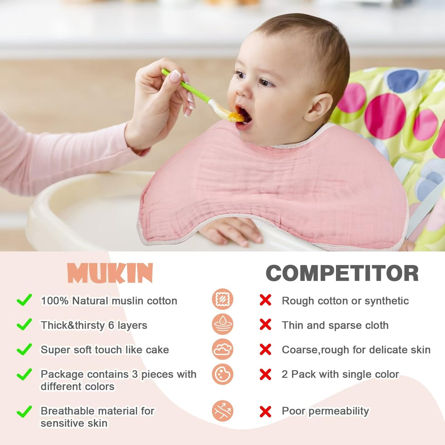 MUKIN cotton burping cloth set packaged as a registry gift