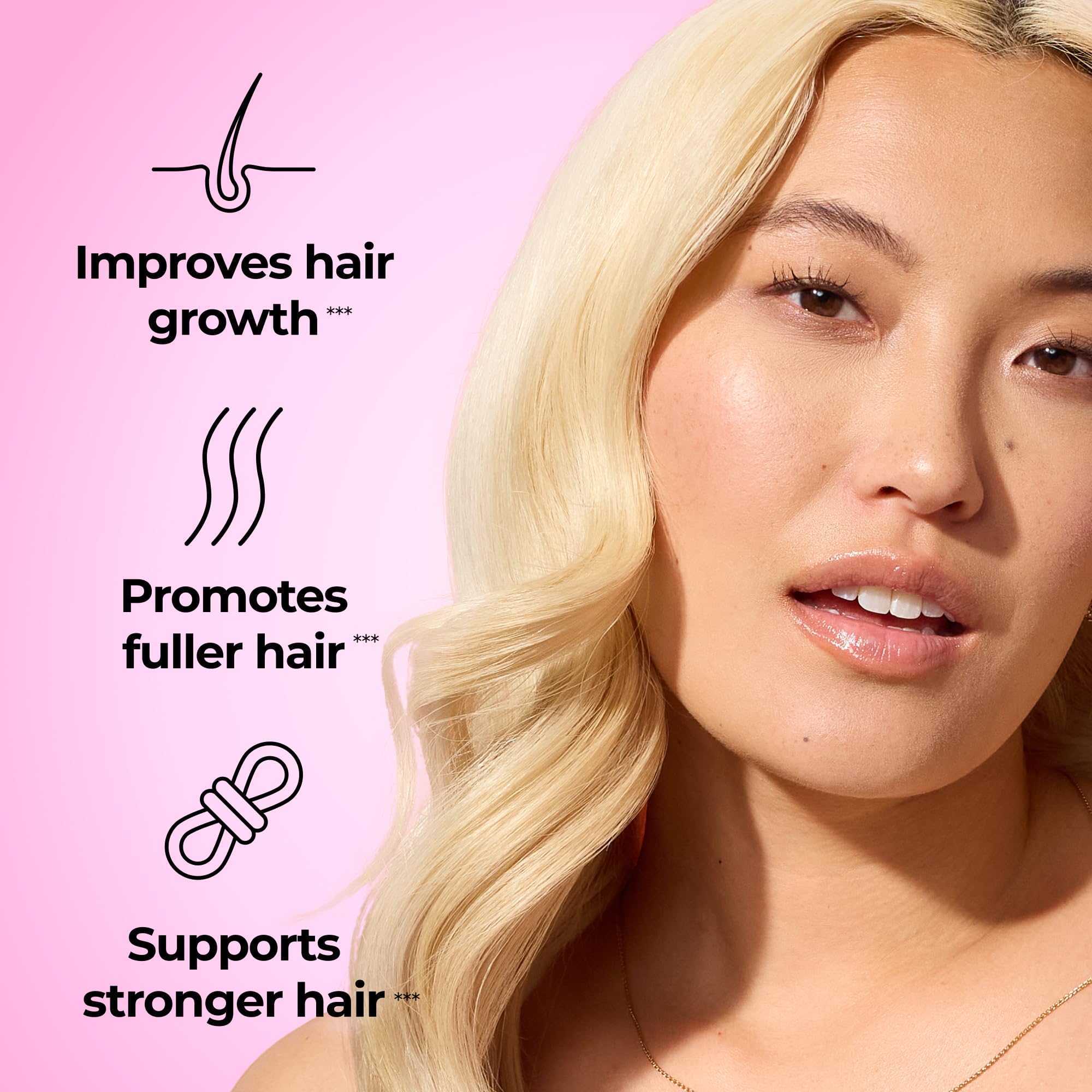 HUM Hair Strong 60 vegan strawberry flavored gummies for thicker hair