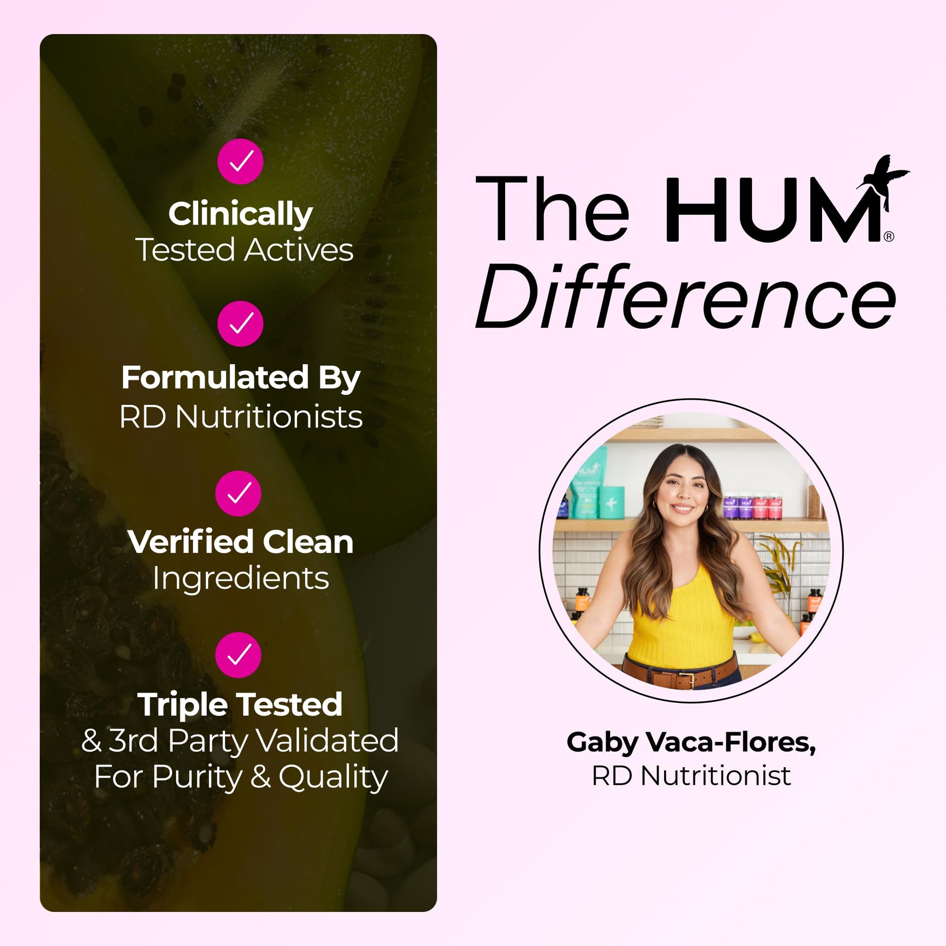 HUM Hair Strong strawberry flavor gummies for hair breakage reduction