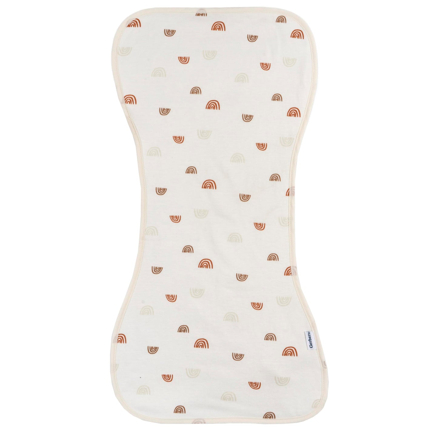 Full set of five Gerber neutral tone burp cloths for infants