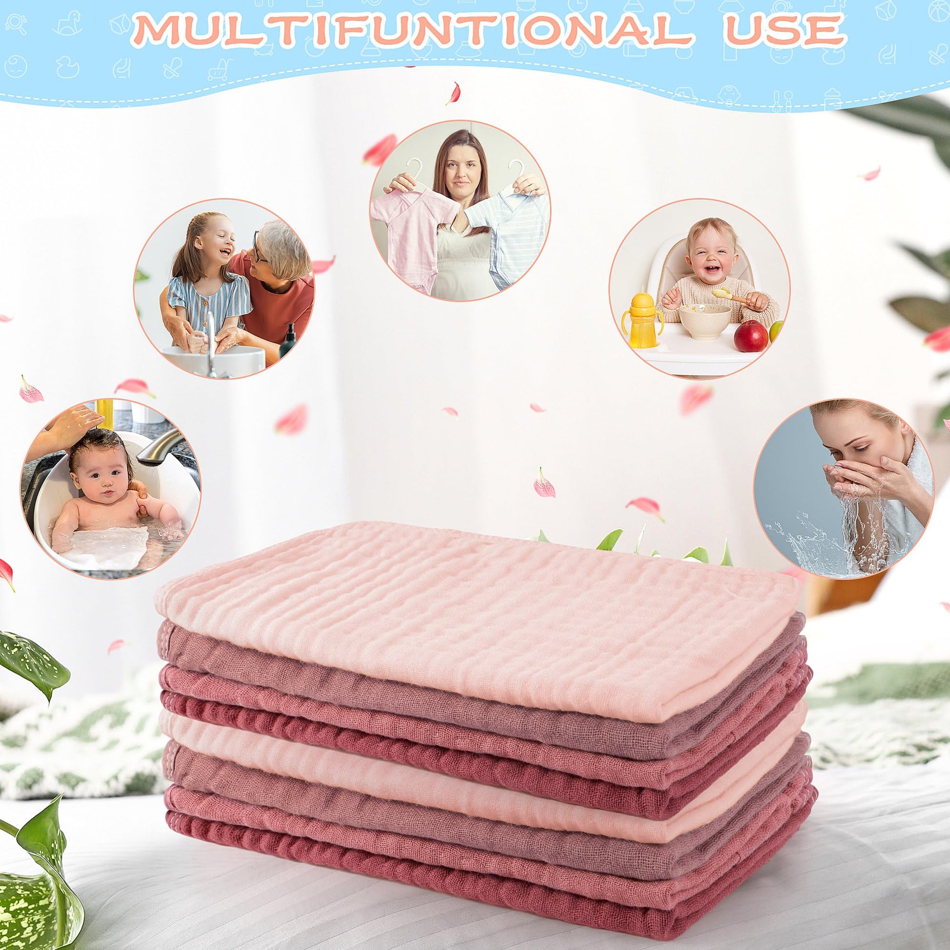 Buryeah cotton burp cloths showing 6 layer texture