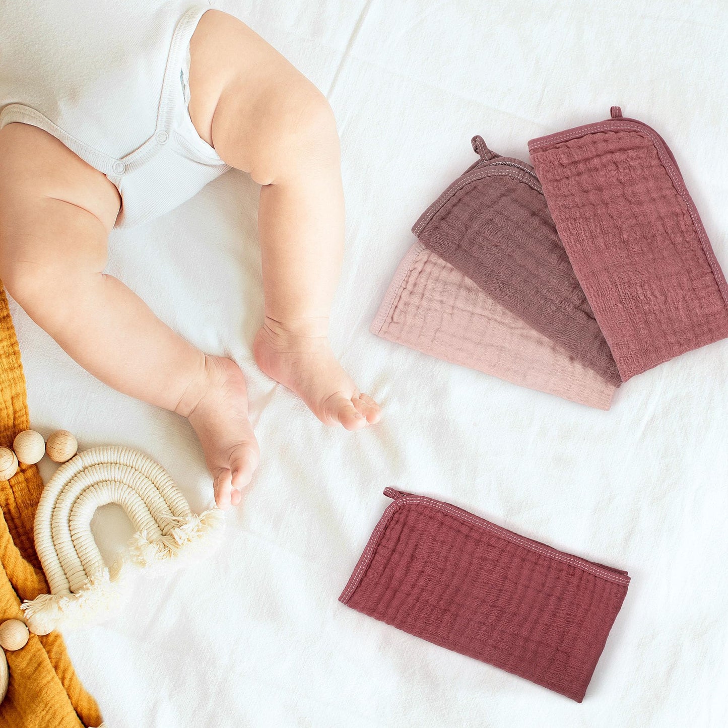 Buryeah baby washcloths in retro colors