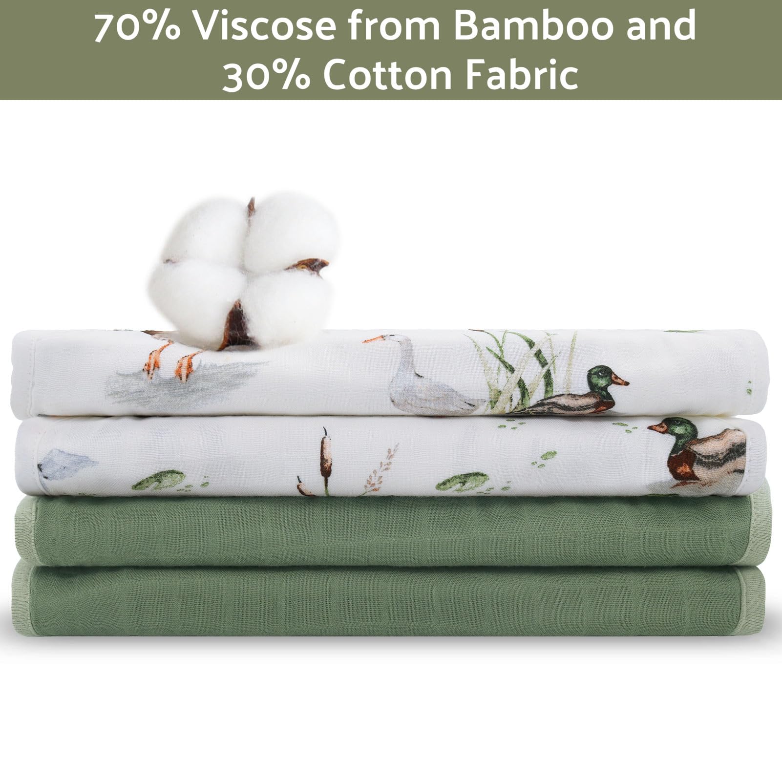 LifeTree MallardDuck and Olive print burp cloth set