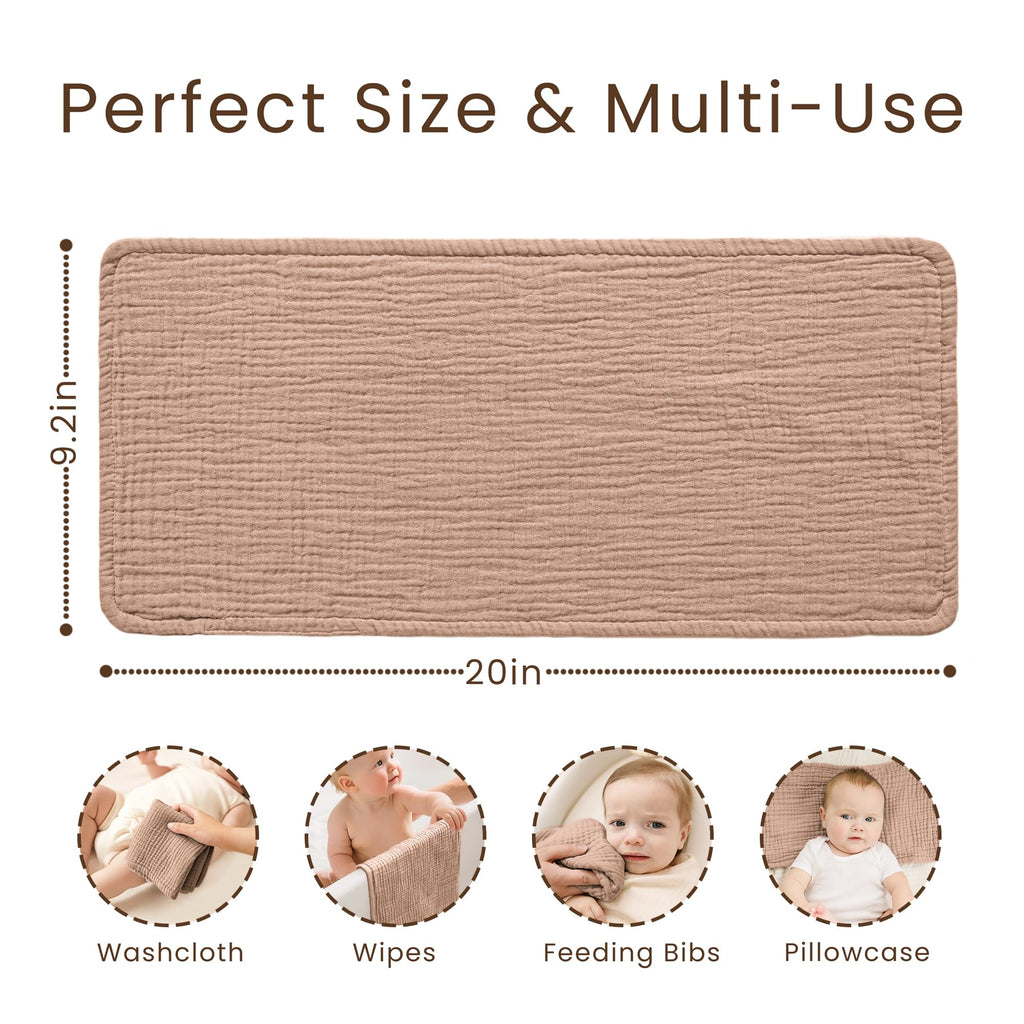 Konssy soft muslin washcloths and burp cloths set