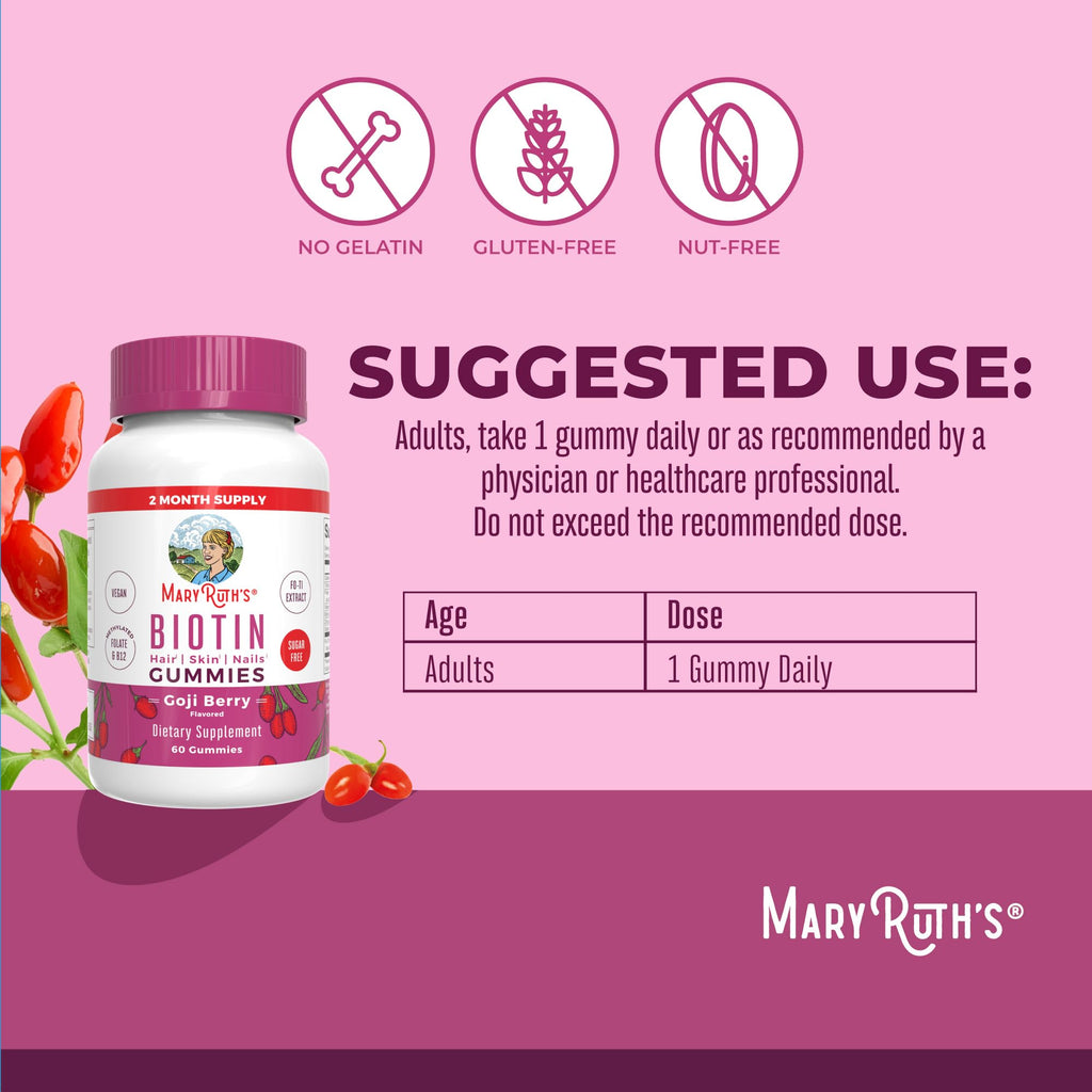 Authentic USA imported MaryRuth biotin goji berry flavour gummies for hair thickness
