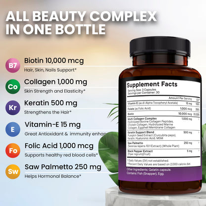 Close up of the non GMO and gluten free certification stamps on the NEW AGE hair supplement packaging