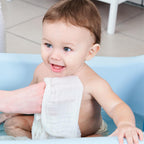 Size reference of 20 inch by 10 inch muslin burp cloth