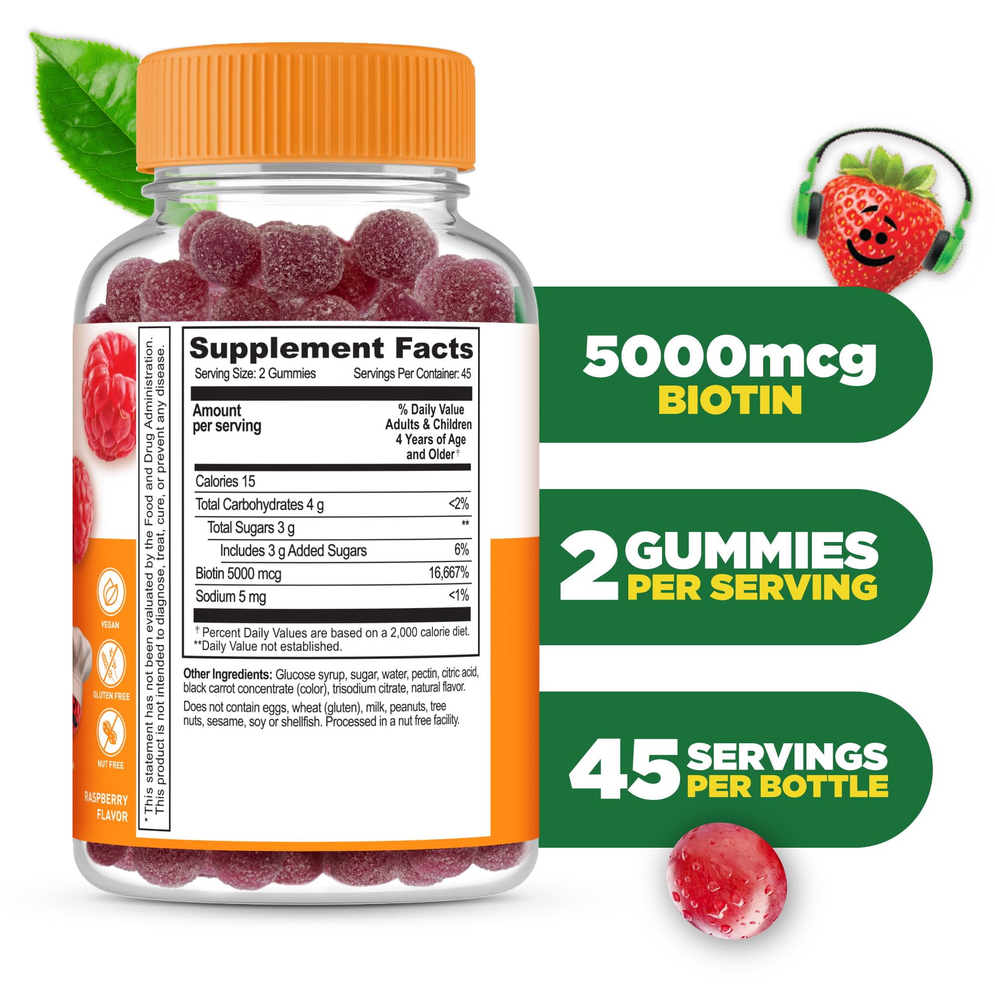 Lifeable children vitamin B7 dietary supplement raspberry flavor gummies