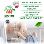 Lifeable vegan hair skin and nails chewable supplements side label