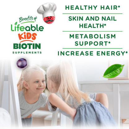 Lifeable vegan hair skin and nails chewable supplements side label