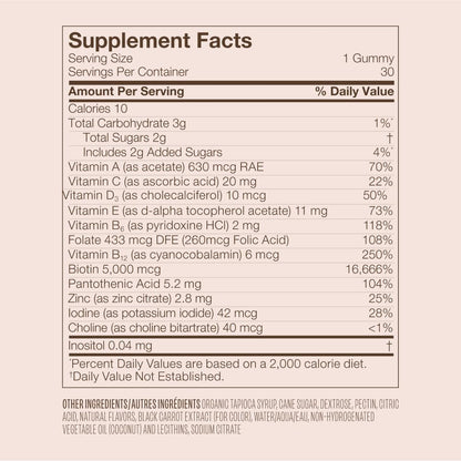 Vegamour GRO hair supplement bottle with natural strawberry flavor text