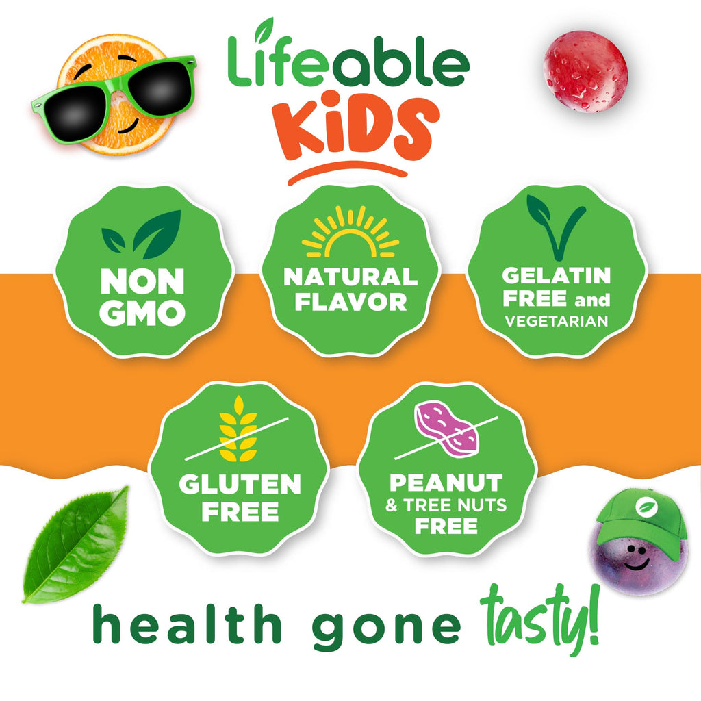 Lifeable non GMO gluten free kids biotin pectin based vitamins packaging
