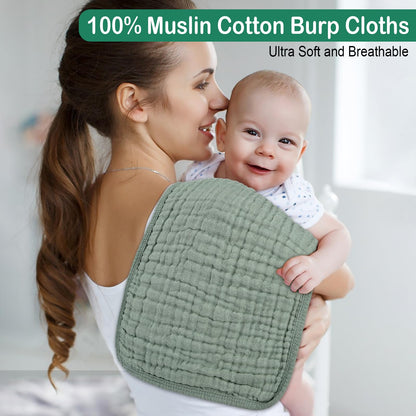 Durable reinforced edge stitching detail on premium imported baby spit up cloths.