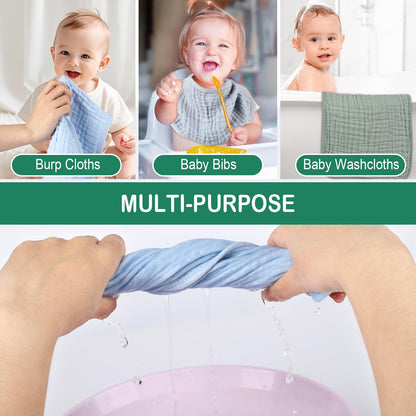 Synrroe cotton infant burp rags being utilized during a baby feeding session.