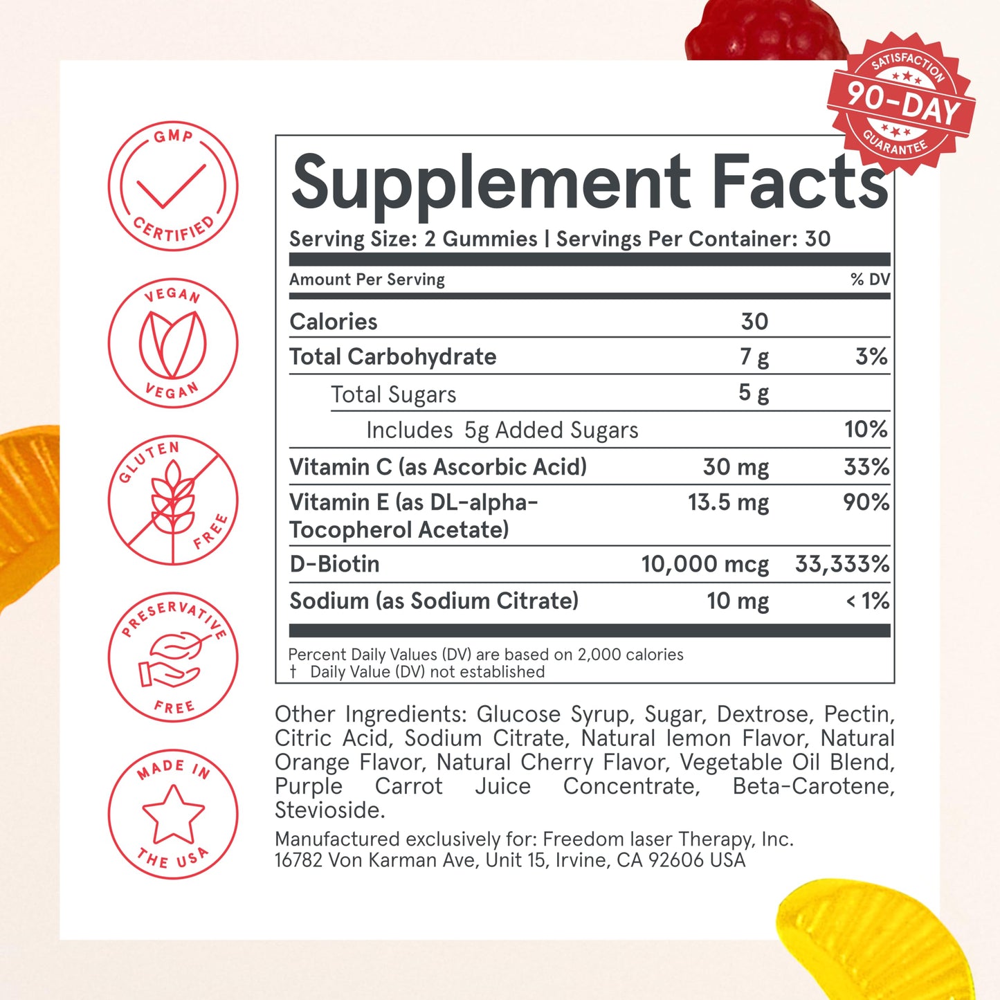 iRestore imported USA biotin gummies close up view
