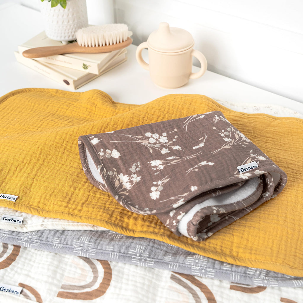 Close up of soft muslin fabric texture on Gerber burp cloths