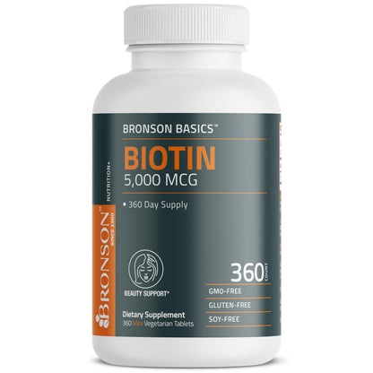Bronson imported high potency biotin 360 mini tablets for healthy skin and nails