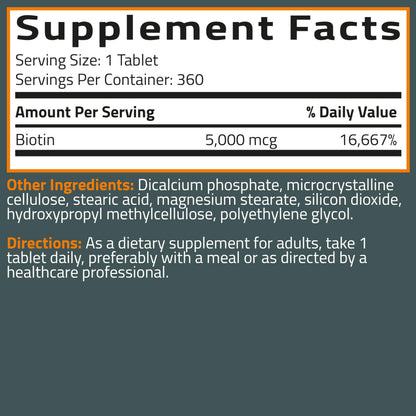 Authentic USA imported Bronson Biotin vegetarian tablets bottle for daily beauty and energy care
