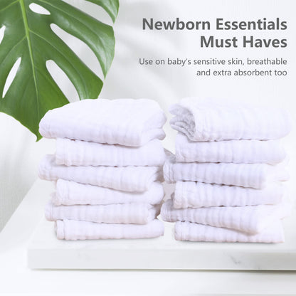 Sweet Dolphin muslin burp cloths demonstrating 6 layer absorbency