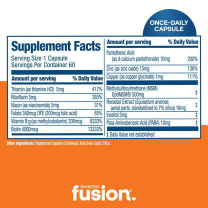 Bariatric Fusion biotin 4000 mcg capsules for post bariatric care