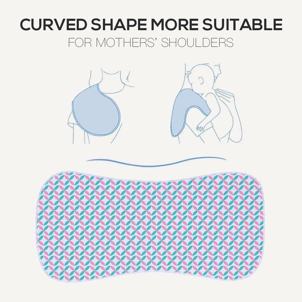 Gelisite baby burp cloths displayed on a shoulder to show contoured fit