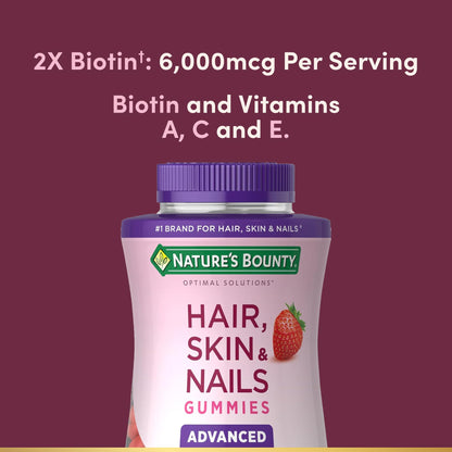 Natures Bounty Optimal Solutions strawberry flavored beauty chewables bottle side view
