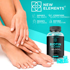 New Elements dietary supplement bottle showing 60 count 30 day supply label