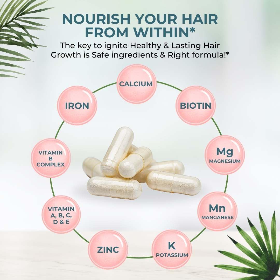 Vital Nutritive Vital Hair Complex dietary capsules displayed next to the product packaging
